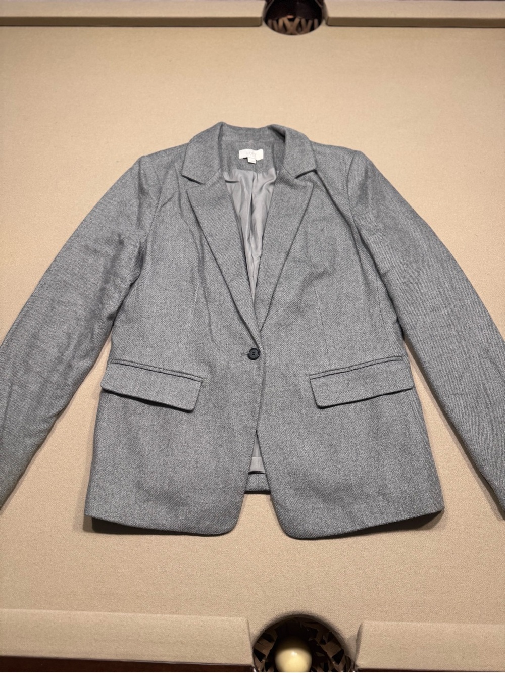 LOFT Gray Single-Button Tailored Blazer